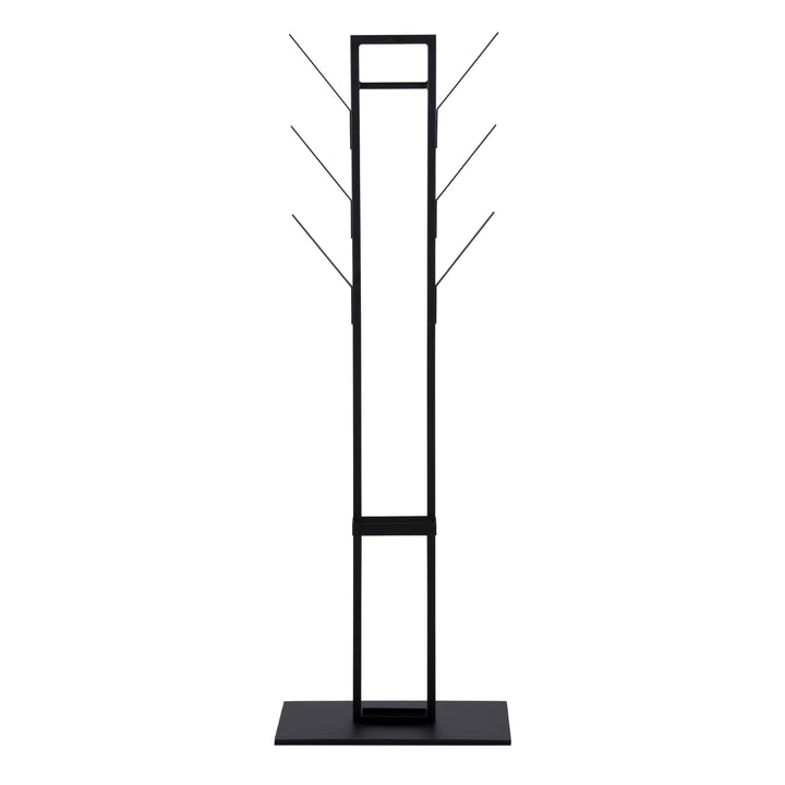 Vinson coat hanger, frame and base matt black powder coated steel, 56x28x165 cm