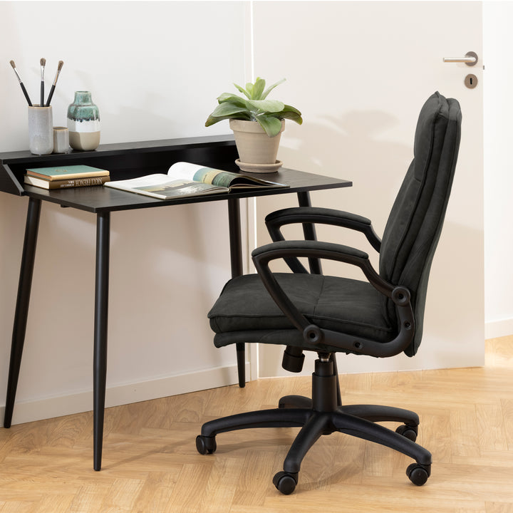 Brad Swiverl Desk chair with Armrest in Black - TidySpaces