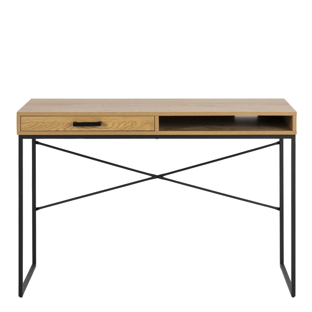 Seaford Office Desk with 1 Drawer in Oak - TidySpaces