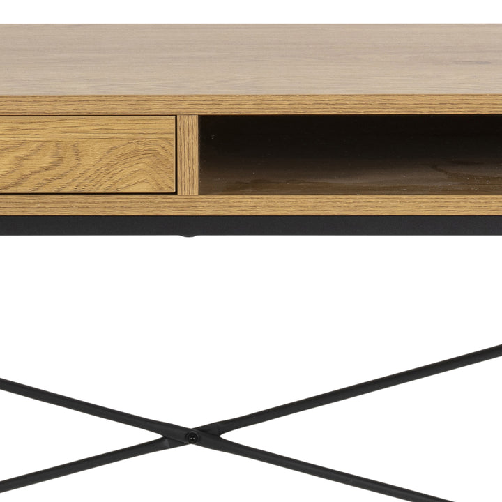 Seaford Office Desk with 1 Drawer in Oak - TidySpaces