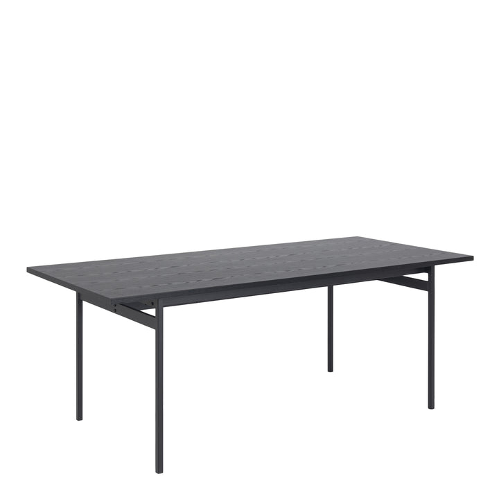 Angus Dining Table in Black 200x74cm Included 4 Carrie Swivel Dining Chairs in Sand