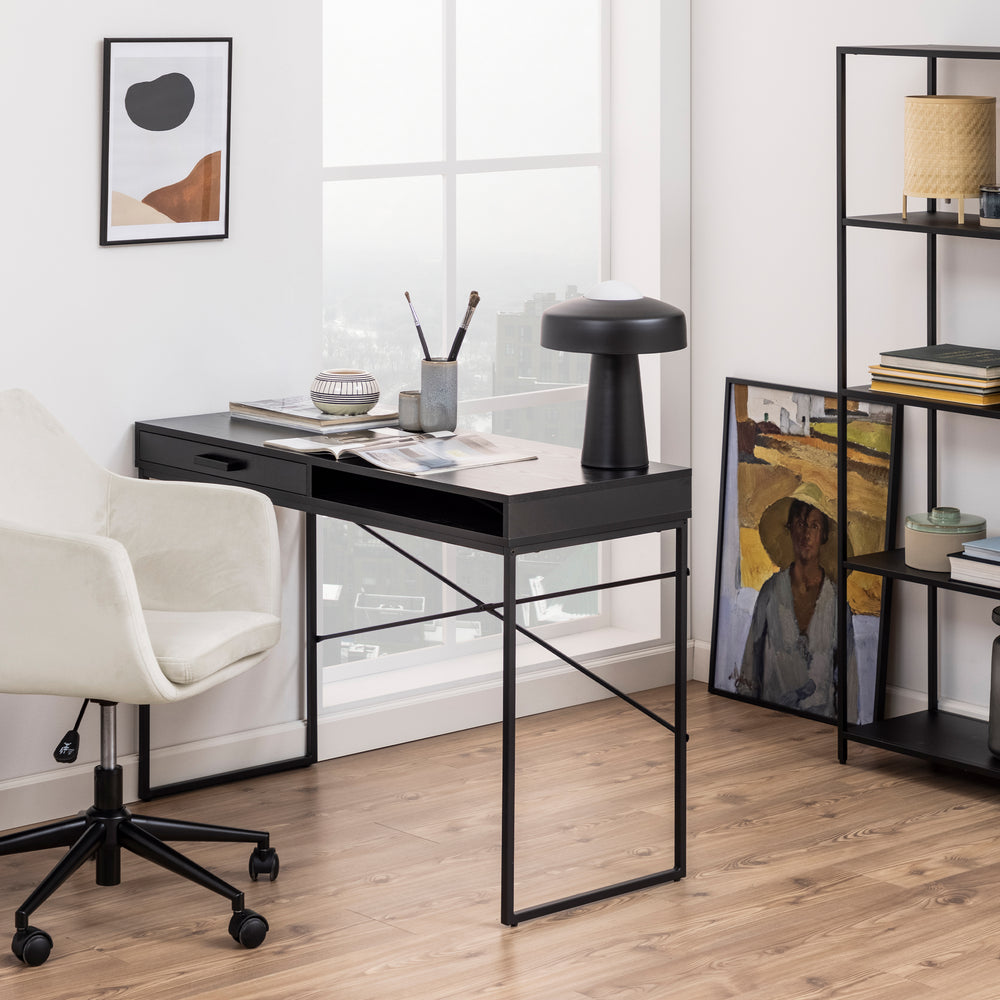 Seaford 1 Drawer Office Desk in Ash Black - TidySpaces