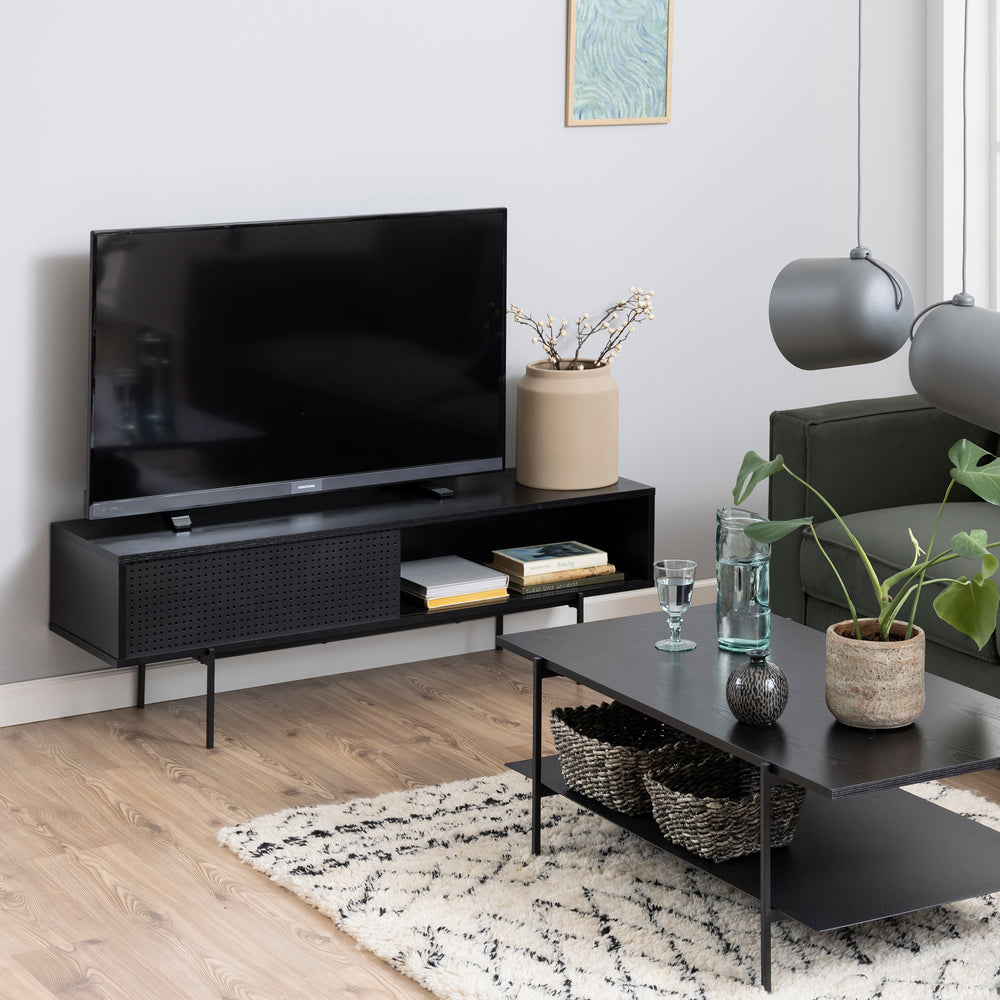 Angus TV Unit with 1 Sliding Door in Black - TidySpaces