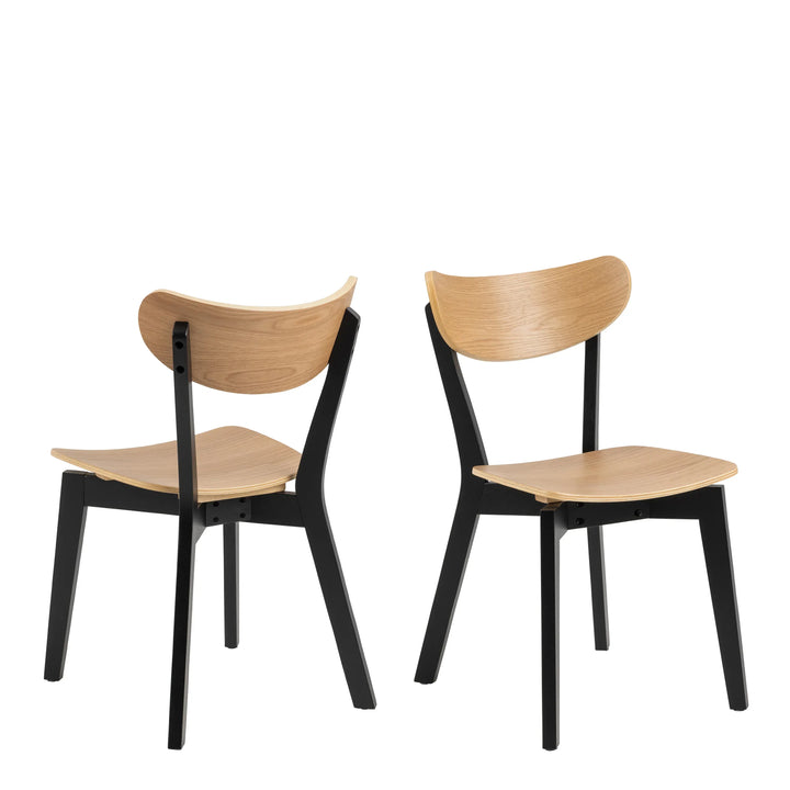 Roxby Extending Dining Table 80-120cm in Oak &amp; Black Included 2 Roxby Dining Chairs in Black and Oak - TidySpaces