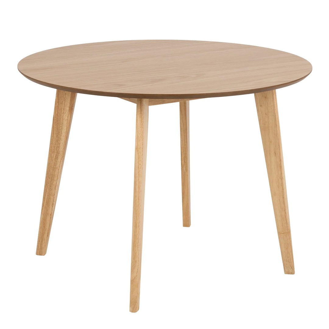 Roxby Round Dining Table in Oak 105x76cm Included 4 Roxby Dining Chairs in Oak - TidySpaces