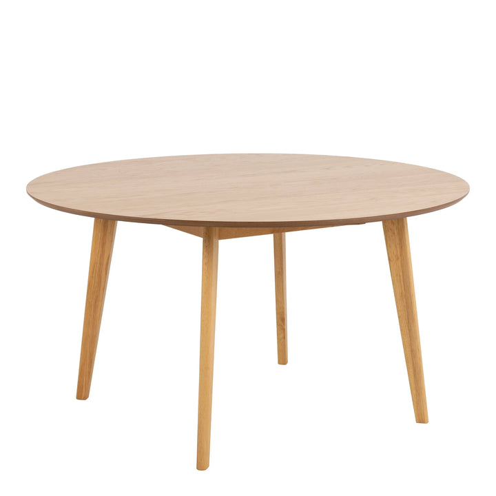 Roxby Round Dining Table in Oak 140x76cm Included 4 Roxby Dining Chairs in Oak - TidySpaces