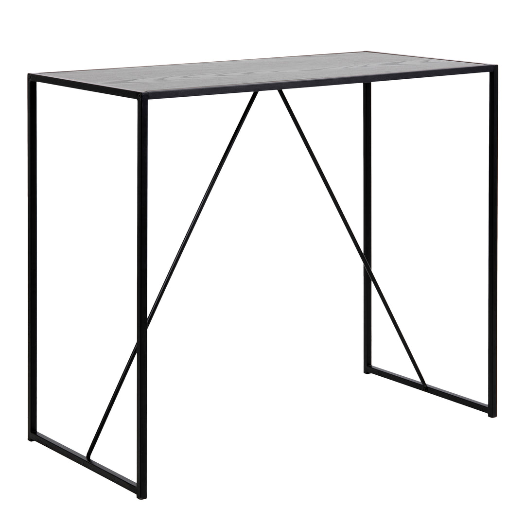Seaford Black Metal Bar Table with Black Ash Top - TidySpaces