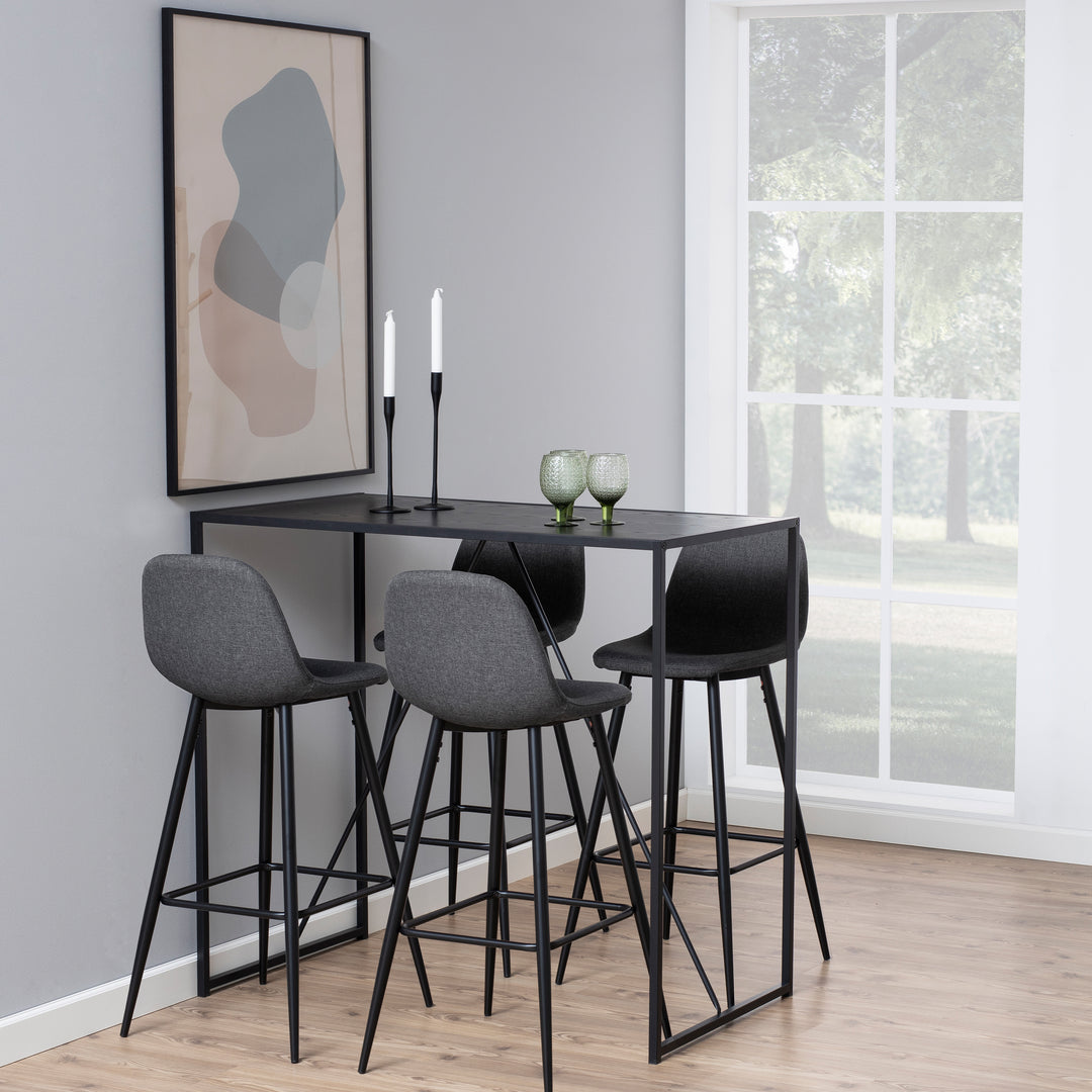 Seaford Black Metal Bar Table with Black Ash Top - TidySpaces