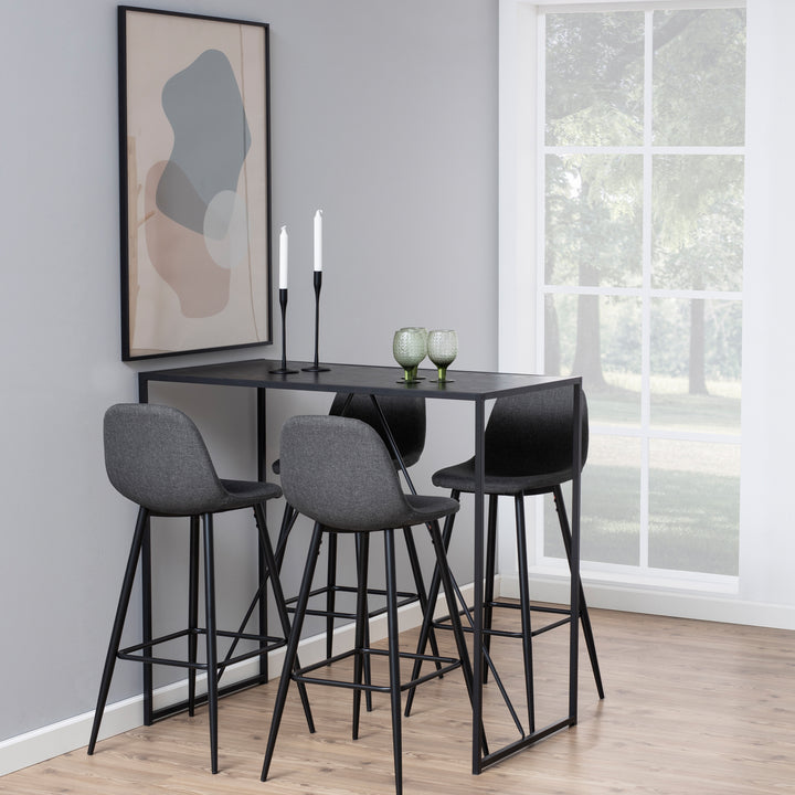 Seaford Black Metal Bar Table with Black Ash Top - TidySpaces