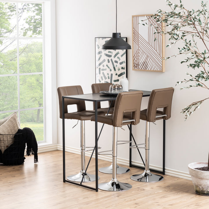 Seaford Black Metal Bar Table with Black Ash Top - TidySpaces