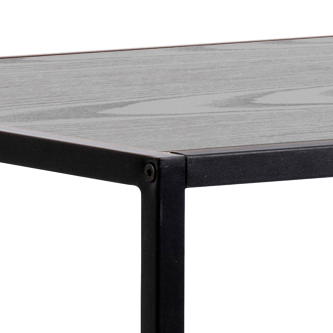 Seaford Black Metal Bar Table with Black Ash Top - TidySpaces