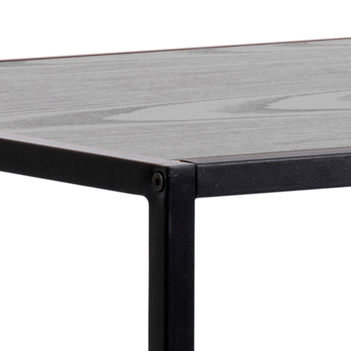 Seaford Black Metal Bar Table with Black Ash Top - TidySpaces