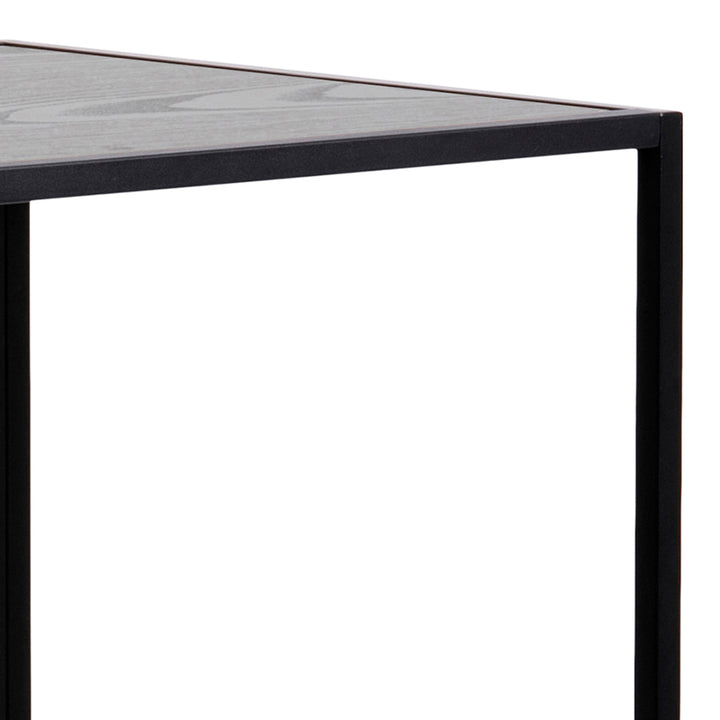 Seaford Black Metal Bar Table with Black Ash Top - TidySpaces