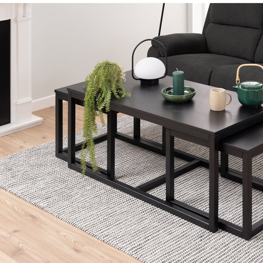 Cornus Square/Coffee Table Set in Matt Black - TidySpaces