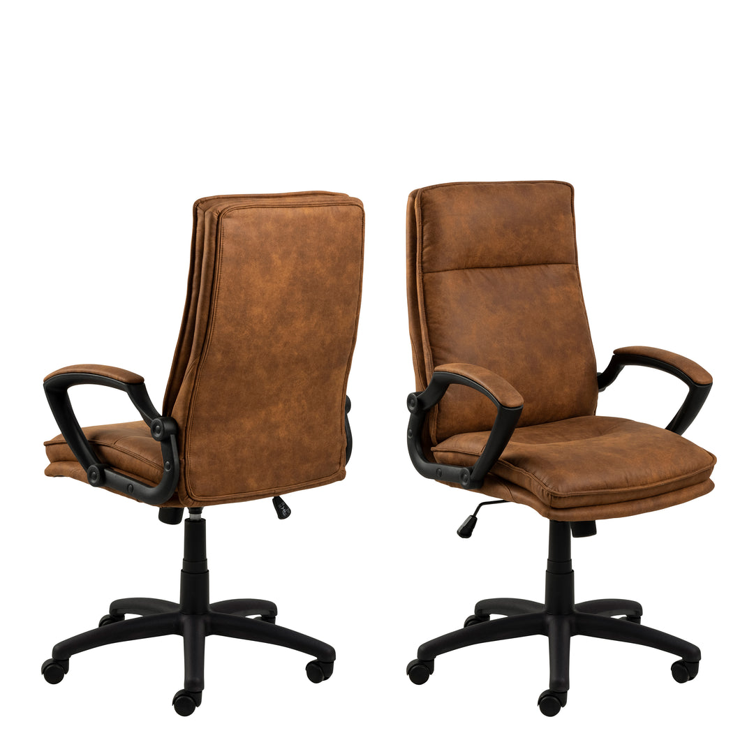 Brad Swivel Office/Desk Chair with Armrest in Brown - TidySpaces