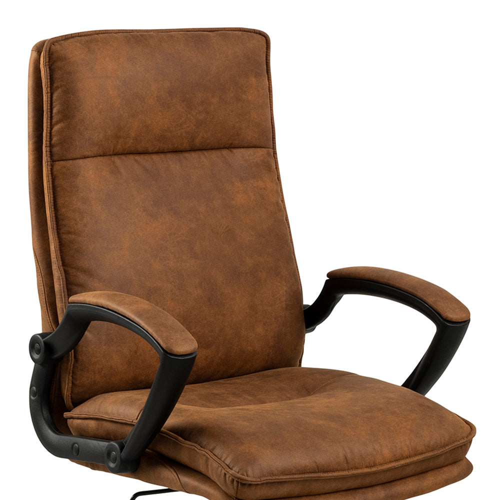 Brad Swivel Office/Desk Chair with Armrest in Brown - TidySpaces