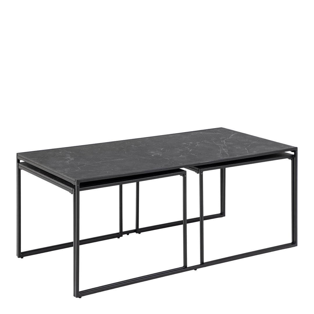 Infinity Square/Coffee Table Setin Matt Black Set of 3 - TidySpaces