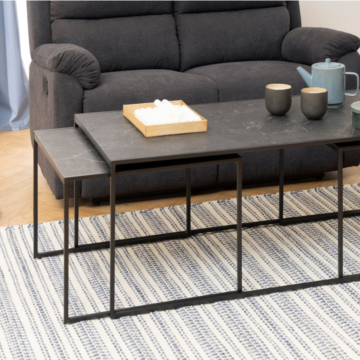 Infinity Square/Coffee Table Setin Matt Black Set of 3 - TidySpaces