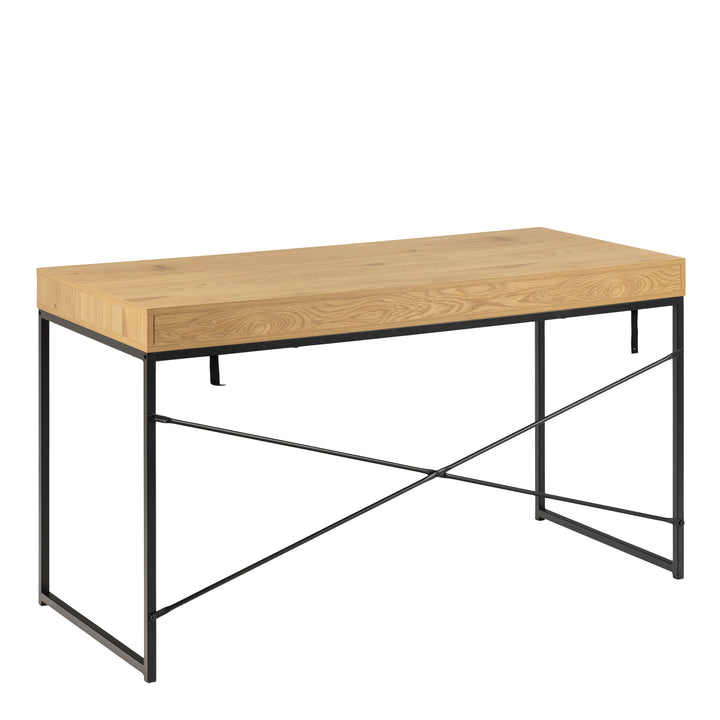 Seaford Office Desk with 1 Drawer in Black and Oak - TidySpaces