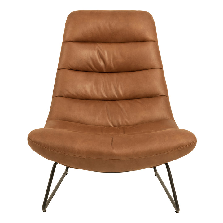 Milford Sledge Base lounge Chair in Brown Leather-mix