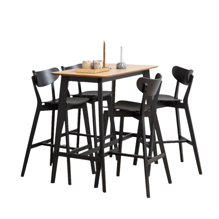 Roxby Bar Table in Black &amp; Oak Included 4 Roxby Bar Stool in Black - TidySpaces