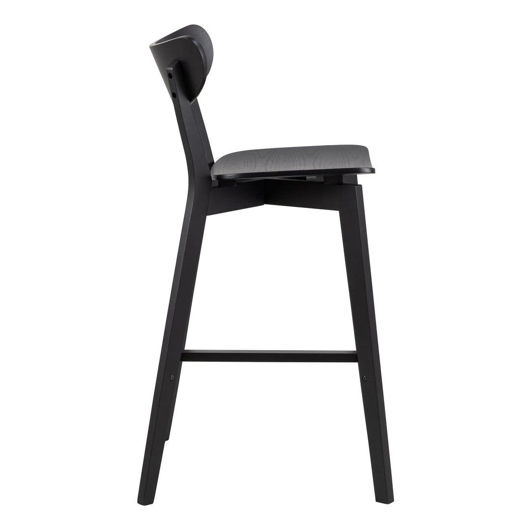 Roxby Bar Table in Black &amp; Oak Included 4 Roxby Bar Stool in Black - TidySpaces