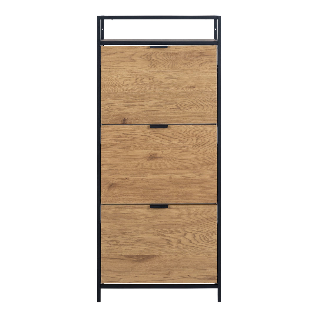 Seaford Shoe Cabinet in Black and Oak