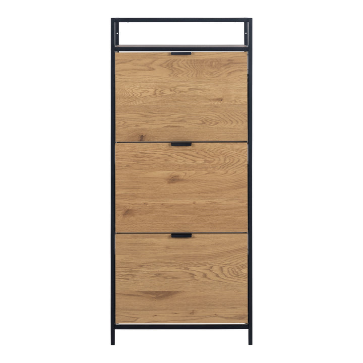 Seaford Shoe Cabinet in Black and Oak