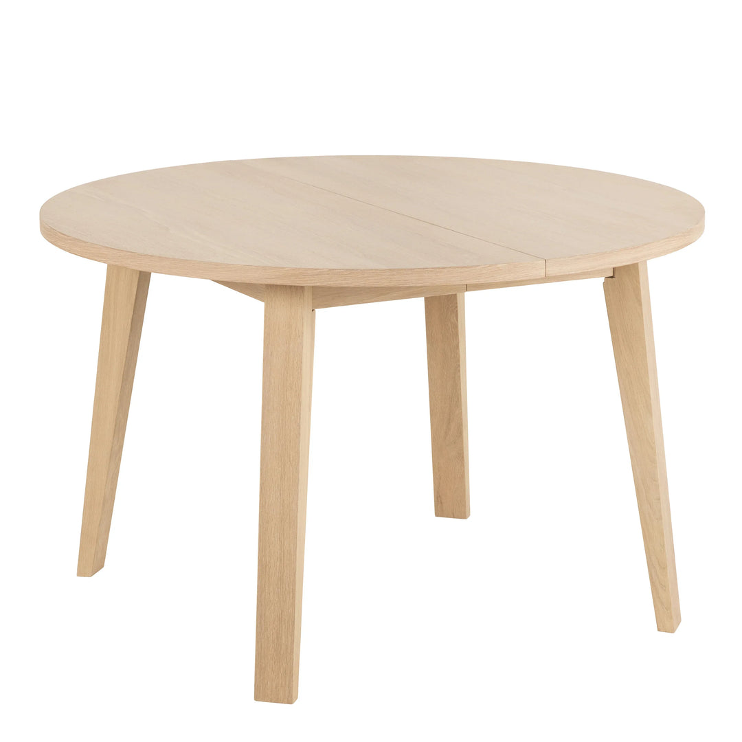 A-Line Round Extendable Dining Table in White Oak 120/220 x 120 x 75cm - TidySpaces