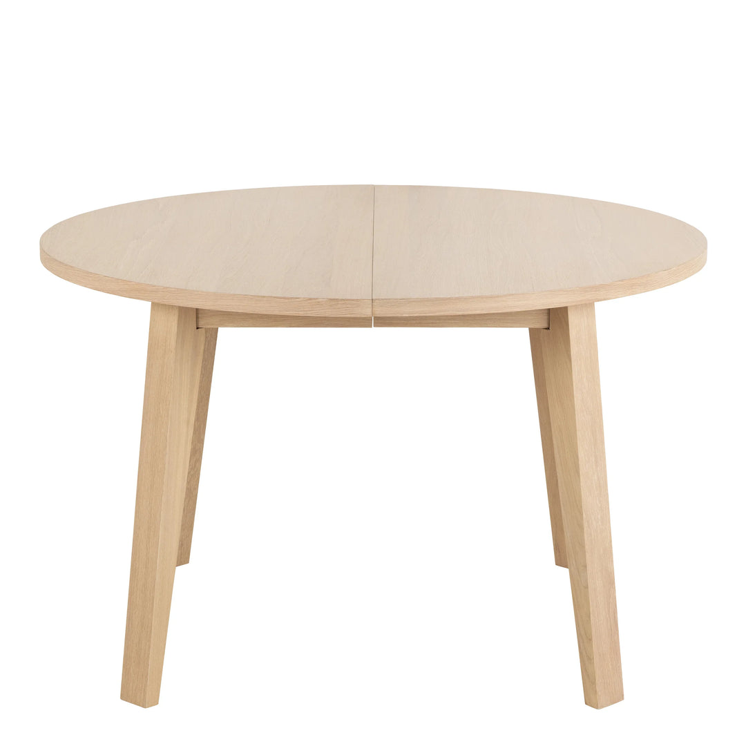A-Line Round Extendable Dining Table in White Oak 120/220 x 120 x 75cm - TidySpaces