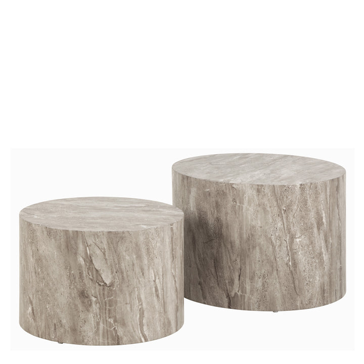 Dice Round Coffee Table Set with Grey Marble Effect