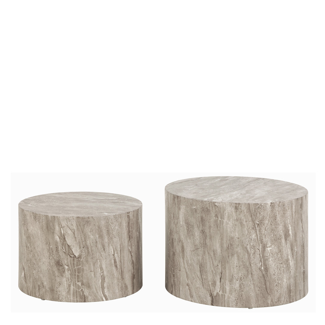 Dice Round Coffee Table Set with Grey Marble Effect