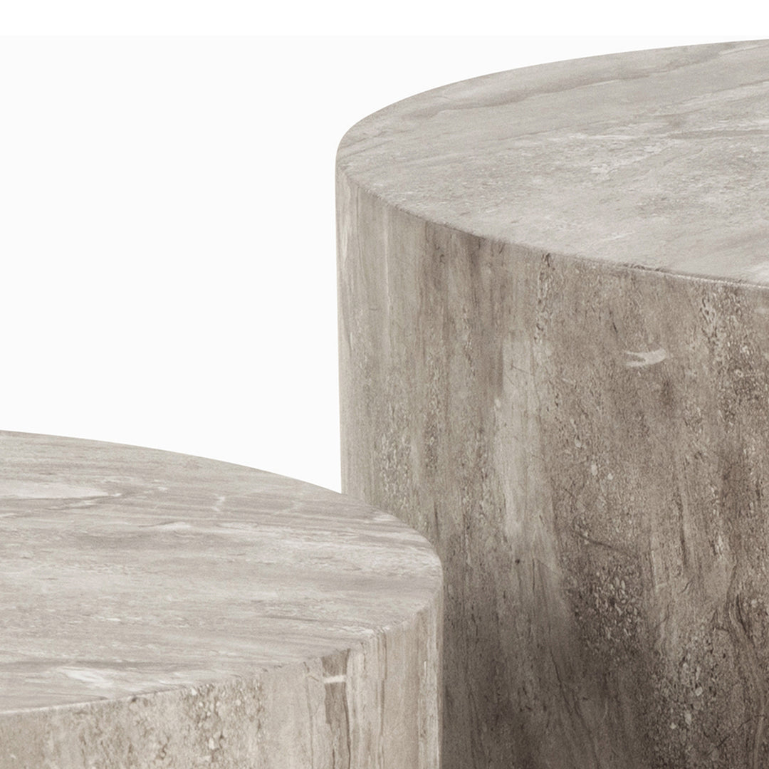 Dice Round Coffee Table Set with Grey Marble Effect