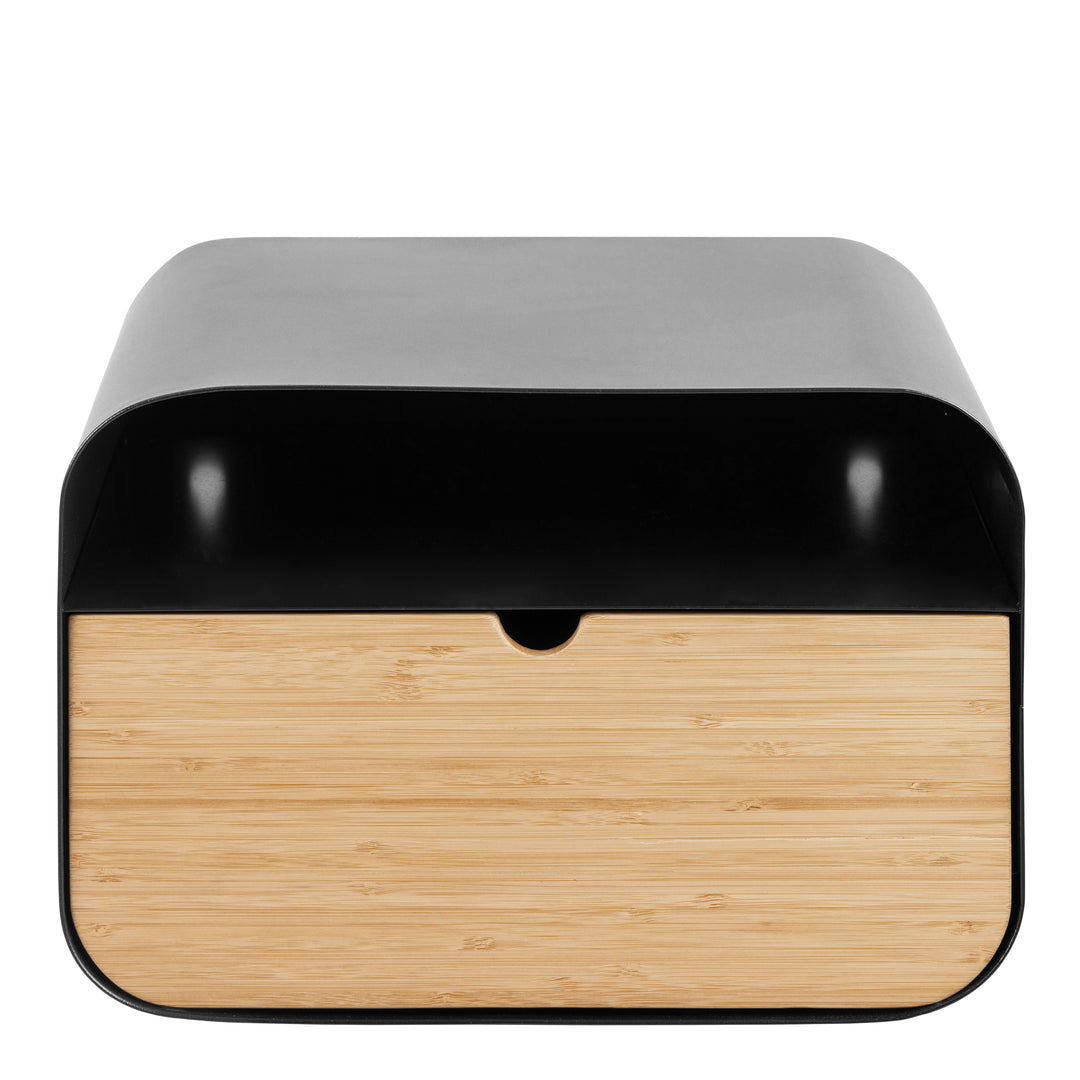 Joliet Wallmounted Bedside Table in Black and Bamboo