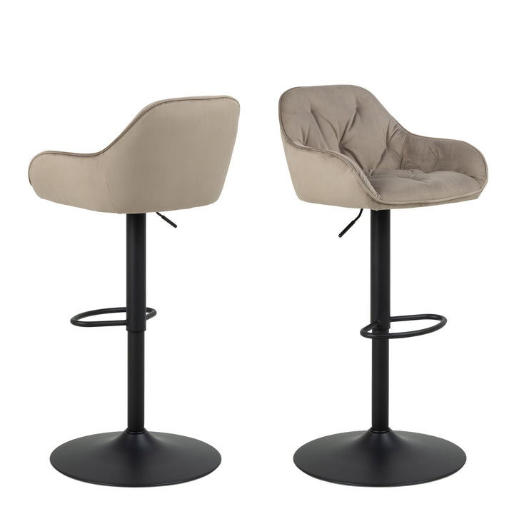 Brooke Swivel Bar Stool with Height Adjustable Function in Beige.