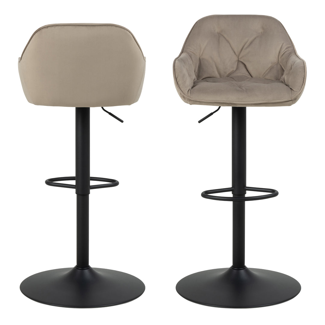 Brooke Swivel Bar Stool with Height Adjustable Function in Beige.