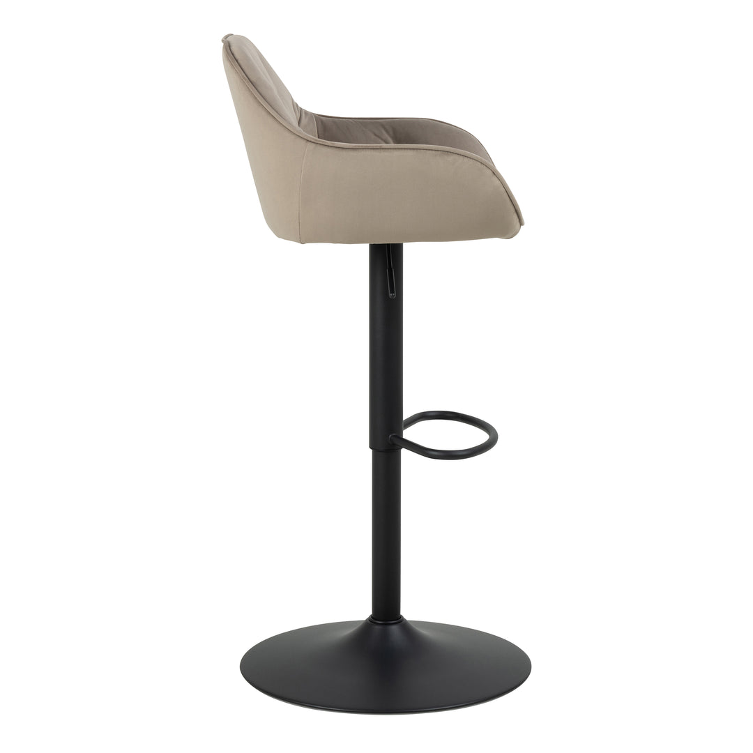 Brooke Swivel Bar Stool with Height Adjustable Function in Beige.