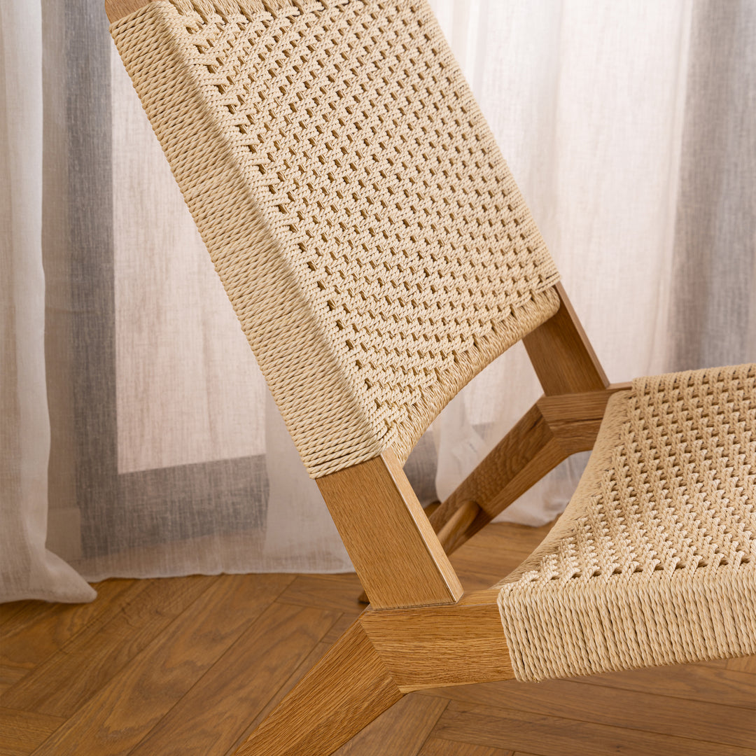 Carson Lounge Chair in Off White and Oak