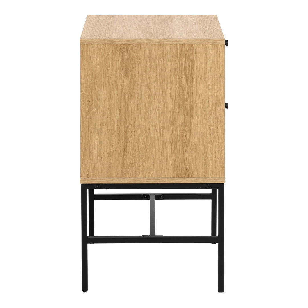 Albany 2 Drawer Bedside Table in Oak/Black Legs - TidySpaces