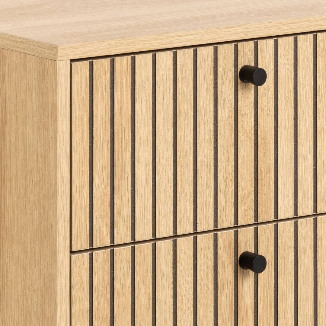 Albany 2 Drawer Bedside Table in Oak/Black Legs - TidySpaces