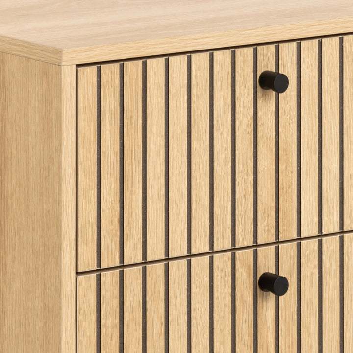 Albany 2 Drawer Bedside Table in Oak/Black Legs - TidySpaces
