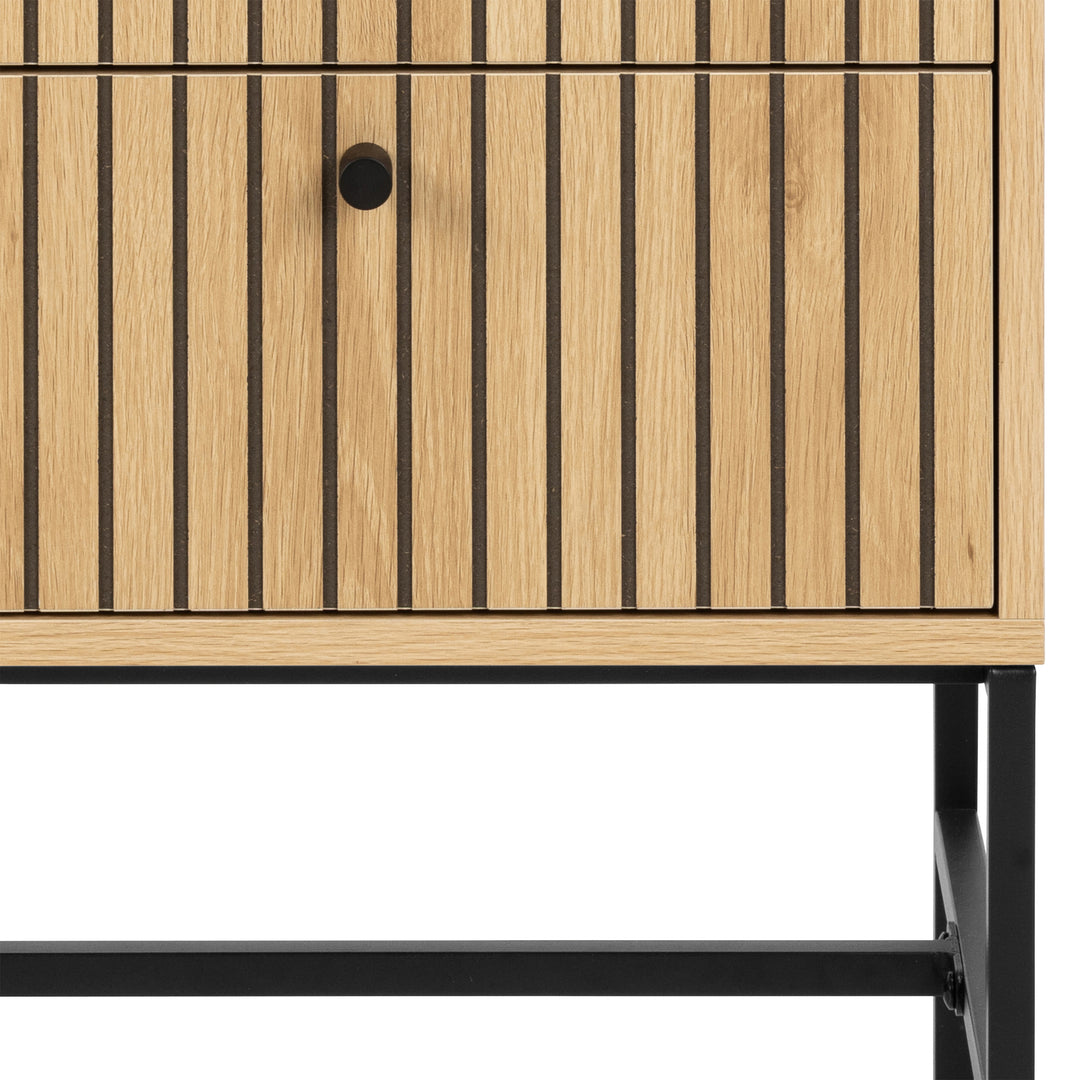 Albany 2 Drawer Bedside Table in Oak/Black Legs - TidySpaces