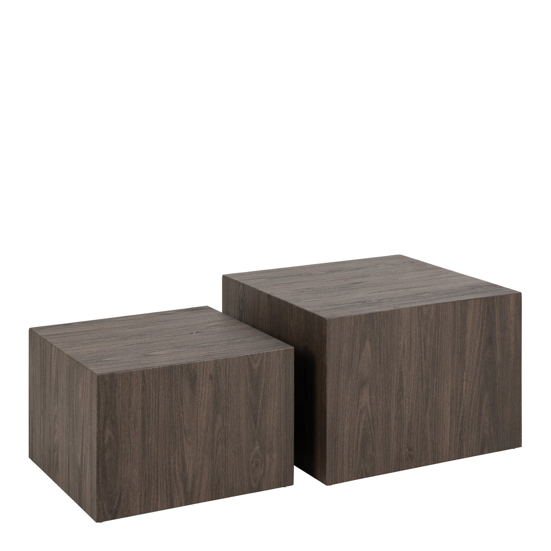 Dice Square Coffee Table Set in Smoked Ash - TidySpaces