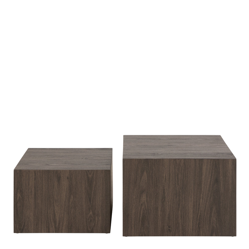 Dice Square Coffee Table Set in Smoked Ash - TidySpaces