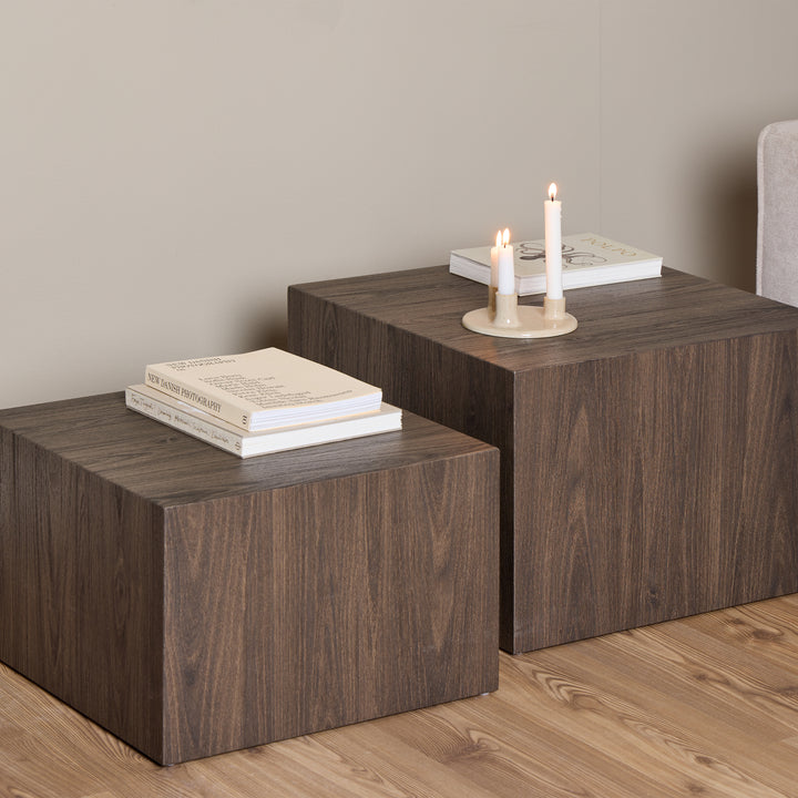 Dice Square Coffee Table Set in Smoked Ash - TidySpaces