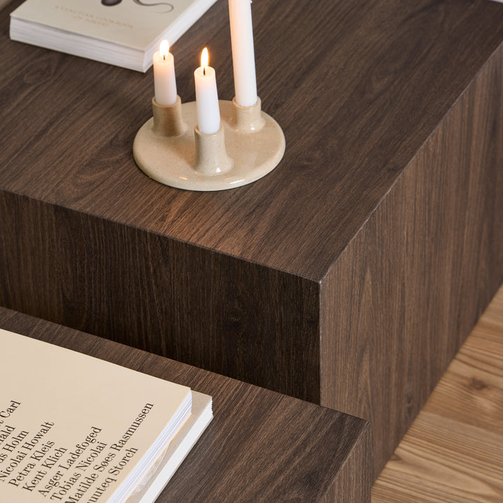 Dice Square Coffee Table Set in Smoked Ash - TidySpaces