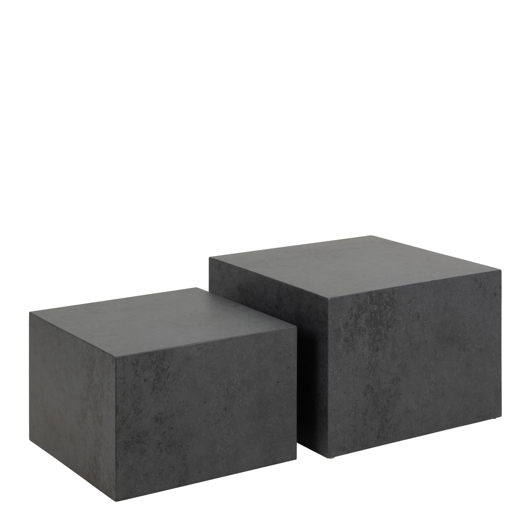Dice Square Coffee Table Set in Black Ocean Rough Paper - TidySpaces
