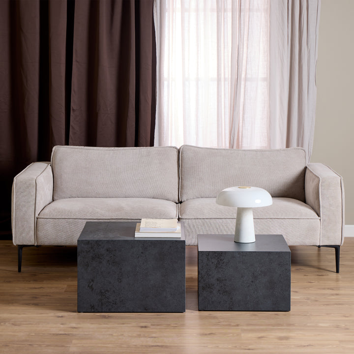 Dice Square Coffee Table Set in Black Ocean Rough Paper - TidySpaces