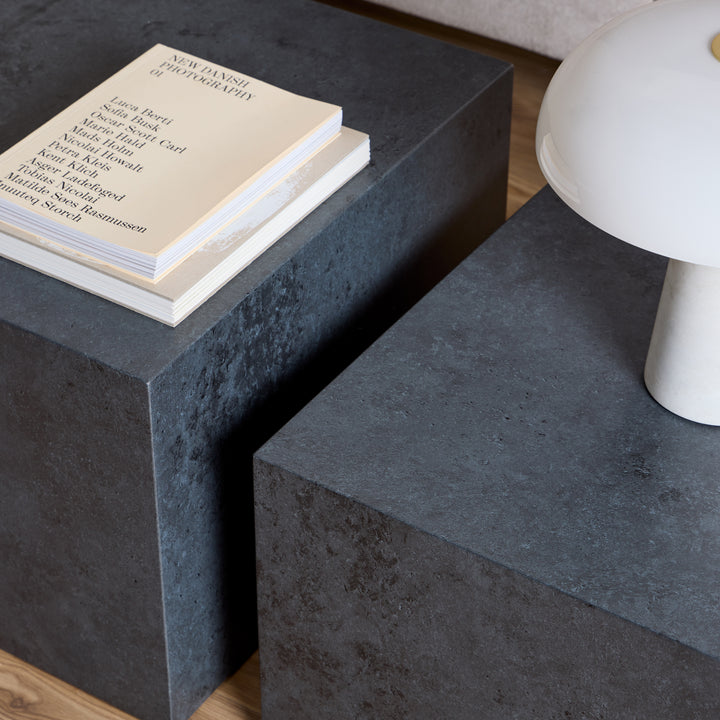 Dice Square Coffee Table Set in Black Ocean Rough Paper - TidySpaces
