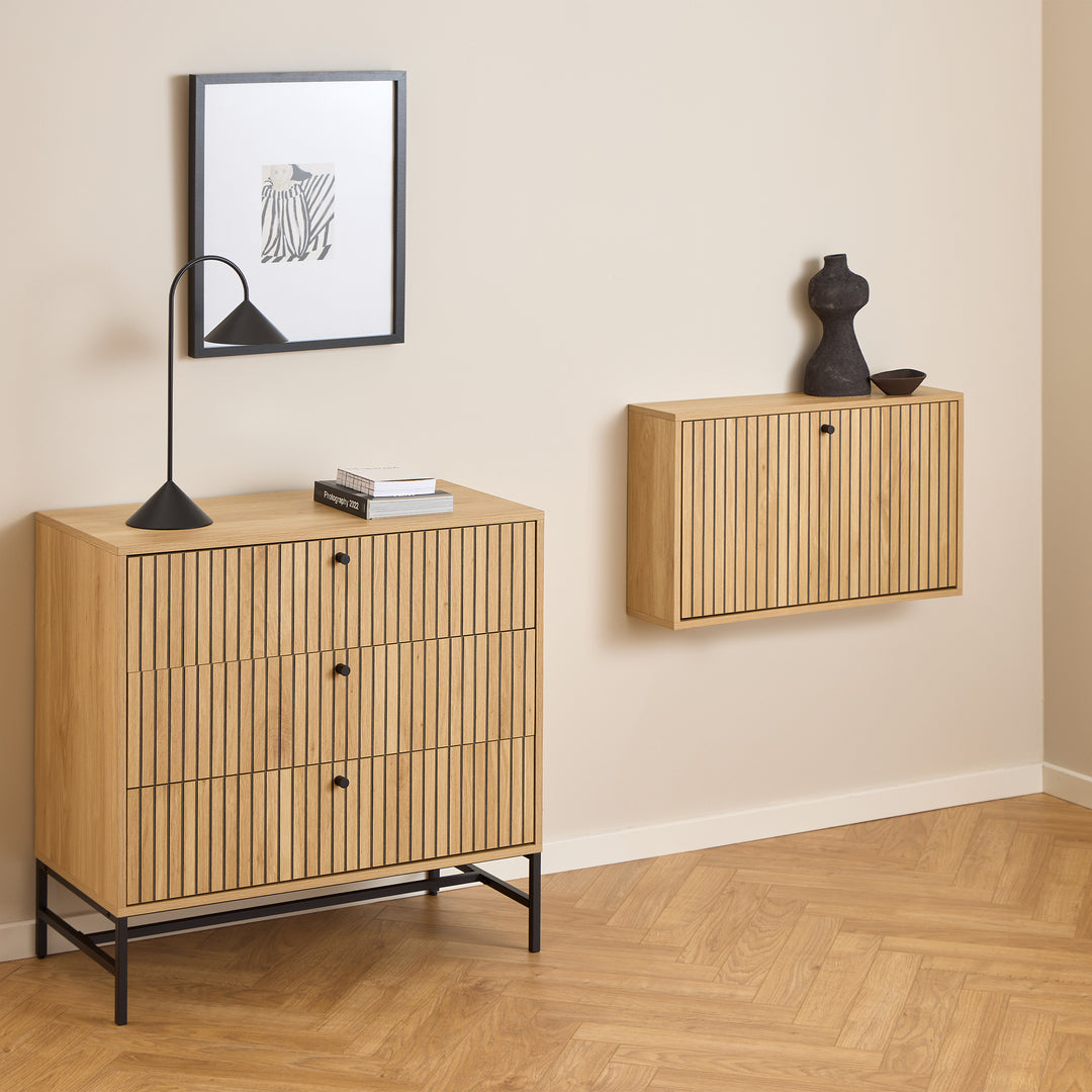 Albany Shoe Cabinet 1 Flip Down Door In Oak - TidySpaces